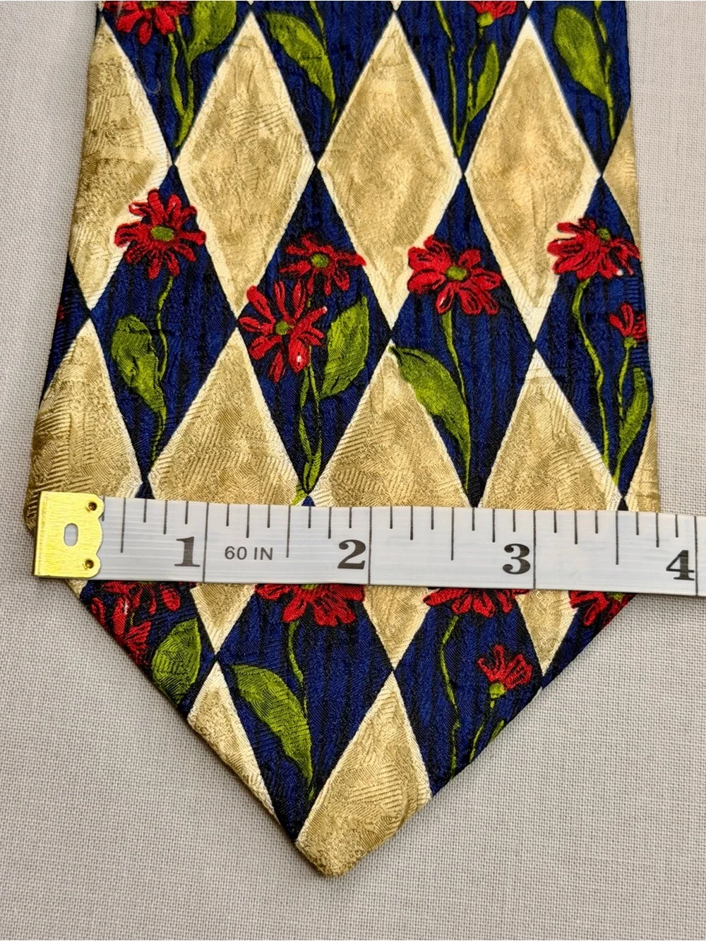 Ermenegildo Zegna Blue, Gold & Red Diamond Silk Tie